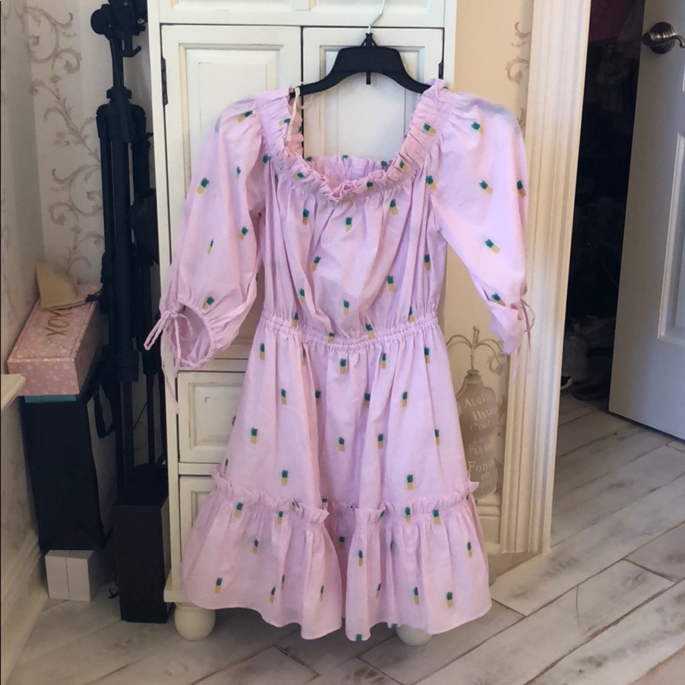 pineapple off the shoulder dress